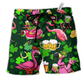 Flamingos Drink Beer Patricks Day Pattern Beach Shorts For Sunny Outdoor Celebrations