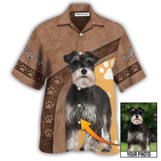 Brown Classic Dog Paw Custom Photo Personalized Hawaiian Shirt Artwork View For Coastal Escapes And Resort Style