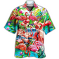 Green Flamingo Slow Moment Hawaiian Shirt For Coastal Adventures And Warm Weather Wear