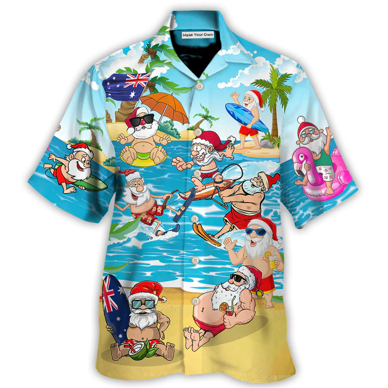 Christmas July Santa Spirit Year Hawaiian Shirt For Coastal Travel, Casual Events, And Comfortable Summer Wear