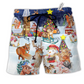 Christmas Happy Animals Snow Hawaiian Print Beach Shorts For Christmas Getaways
