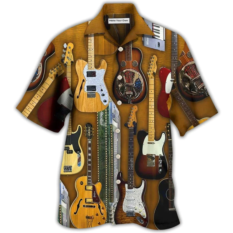 Vintage Guitar Hawaiian Shirt For Coastal Trips Outdoor Events And Relaxed Summer Wear