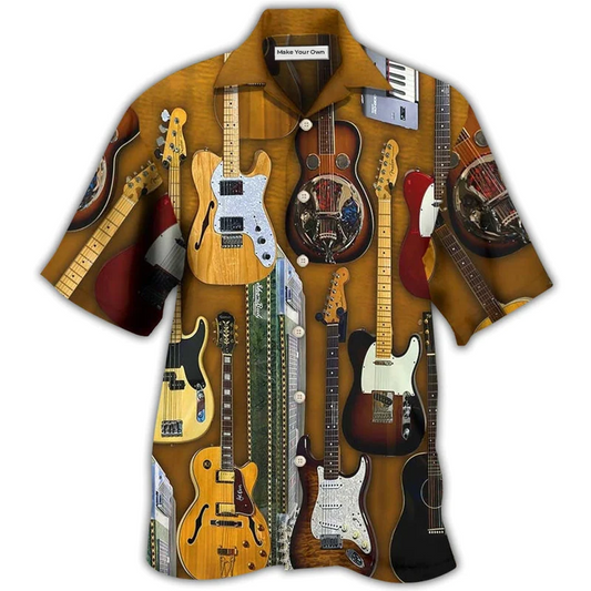 Vintage Guitar Hawaiian Shirt For Coastal Trips Outdoor Events And Relaxed Summer Wear