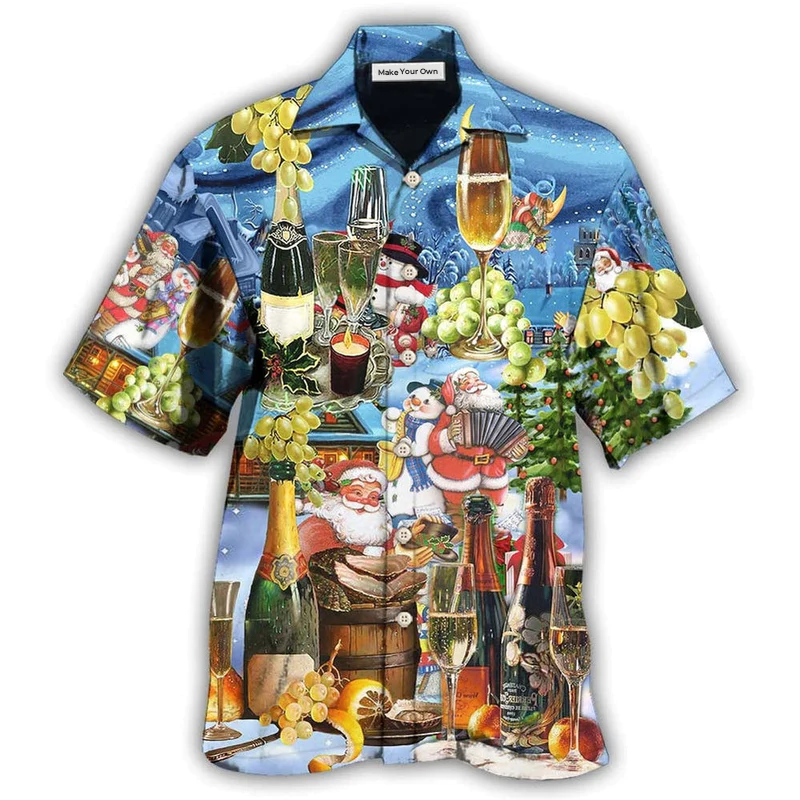 Green Wine Hawaiian Shirt Design View For Casual Summer Styling