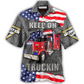 Truck Monster Truckin American Hawaiian Shirt Design View For Casual Summer Styling