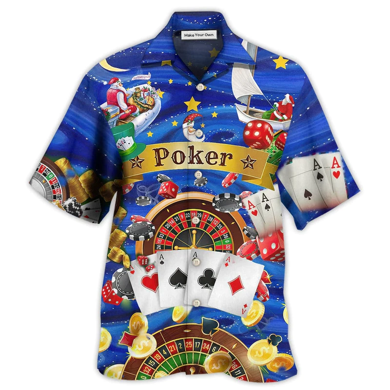 Game Card Play Forced Hawaiian Shirt For Vacation Days And Relaxed Coastal Outings