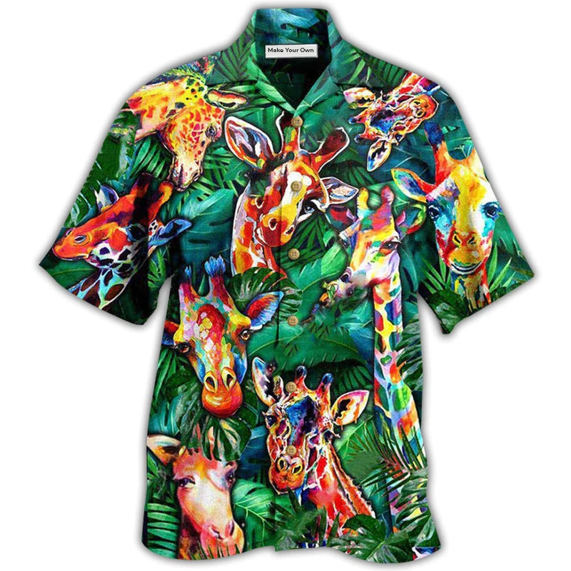 Giraffe Hawaiian Shirt For Warm Weather Adventures Parties And Daily Comfort