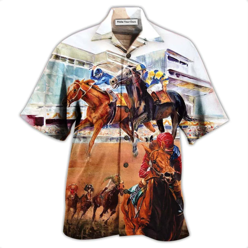 Horse Racing Amazing Hawaiian Shirt For Resort Getaways And Comfortable Summer Activities
