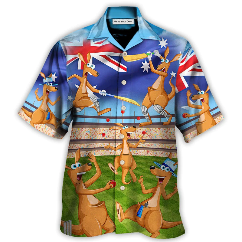 Funny Cricket Kangaroo Hawaiian Shirt Print Closeup For Thoughtful Gifting