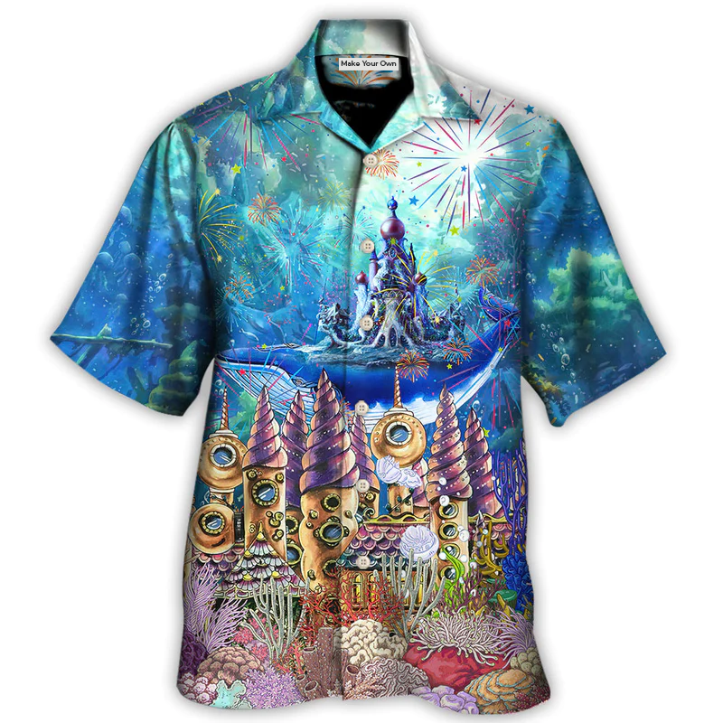 Whale Year Under Ocean Hawaiian Shirt Front Pattern View For Outdoor Gatherings