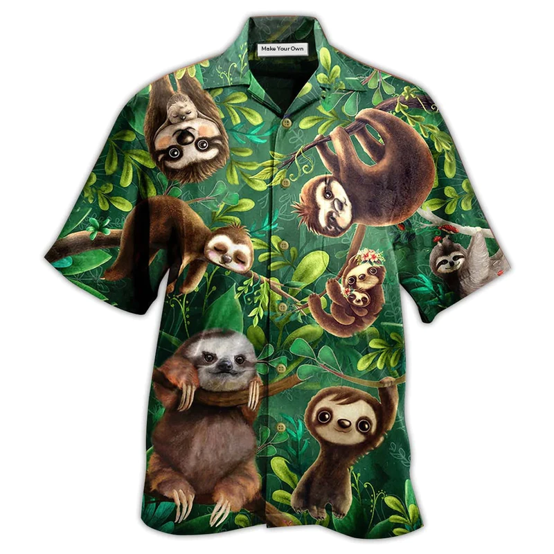 Cute Sloth Animals Hawaiian Shirt For Summer Vacation And Beach Travel