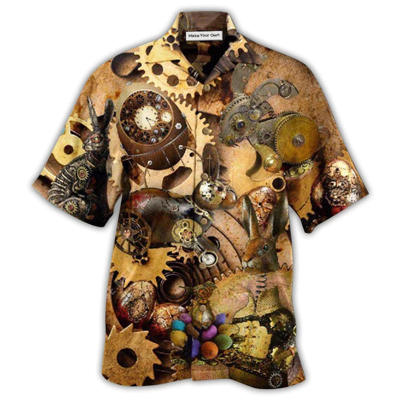 Steampunk And Easter Hawaiian Shirt For Resort Getaways Summer Adventures And Casual Gifting