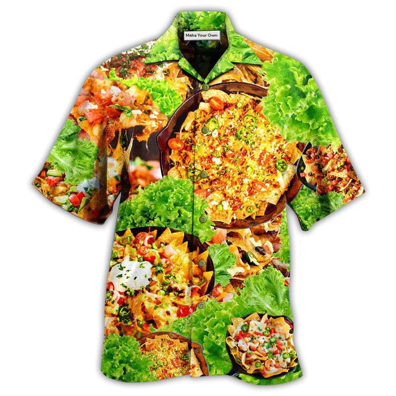 Food Nachos Por Favor Delicious Hawaiian Shirt Pattern Detail For Summer Holidays And Outdoor Fun