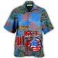 Drum Independence Day American Hawaiian Shirt Pattern View For Relaxed Warm Weather Outfits