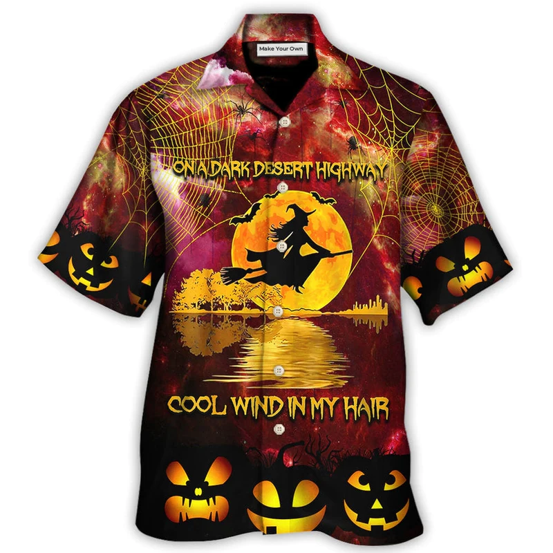 Bohemian Dark Halloween Desert Highway Wind Hair Hawaiian Shirt For Warm Weather Adventures And Everyday Comfort