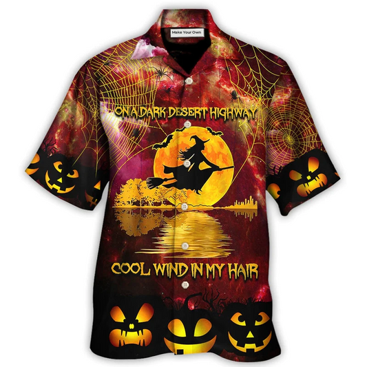 Bohemian Dark Halloween Desert Highway Wind Hair Hawaiian Shirt For Warm Weather Adventures And Everyday Comfort