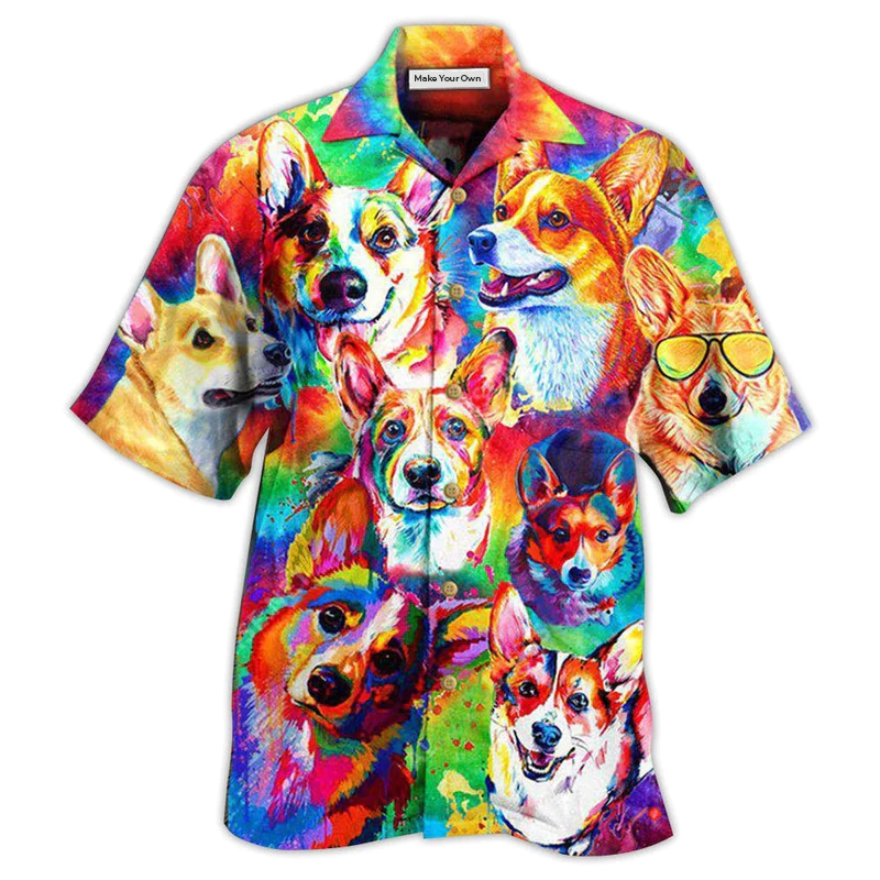 Corgi Care Hawaiian Shirt Artwork Detail For Tropical Trips And Casual Outings