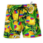 Hippie Fruit Lemon Peace Life Color Hawaiian Beach Shorts For Beach Getaways And Comfortable Summer Wear