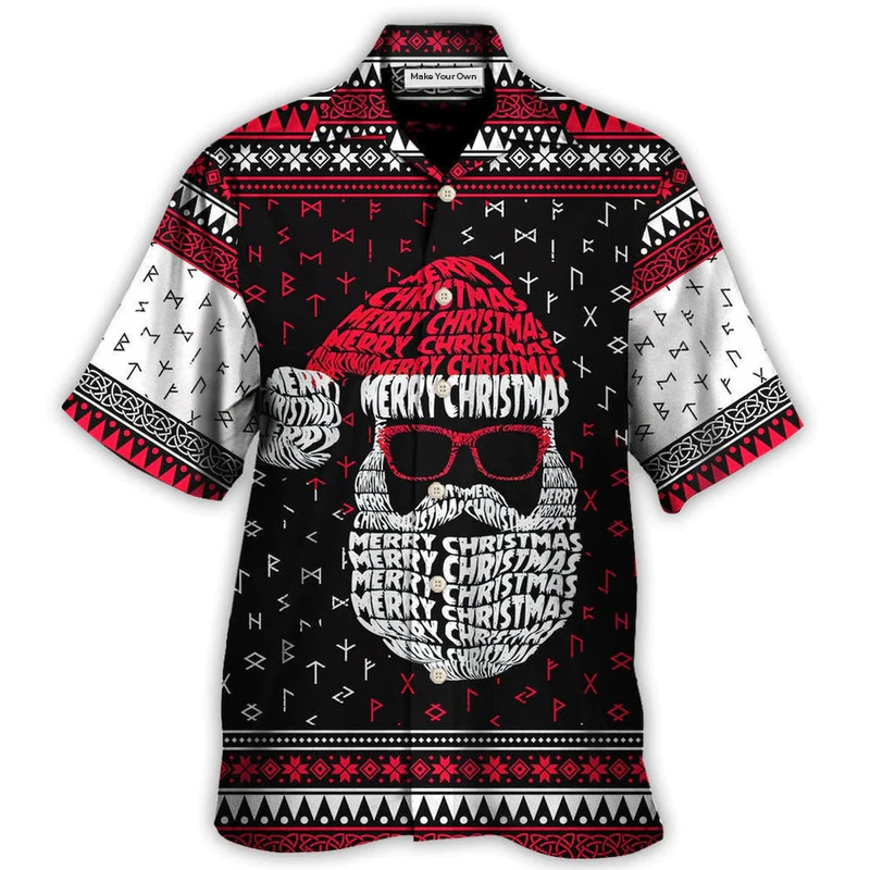 Retro Christmas Norse Warrior Hawaiian Shirt Artwork View For Coastal Escapes And Resort Style