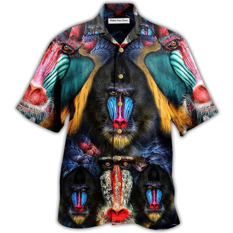 Monkey Mandrill Animals Forest Hawaiian Shirt Design View For Resort Travel And Thoughtful Gifting