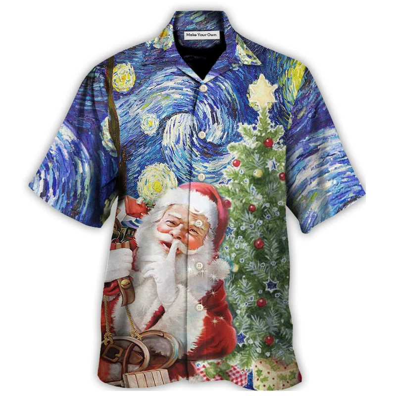 Christmas Shhhhh Secret Gift Hawaiian Shirt Pattern Detail For Vacation Travel And Daily Wear