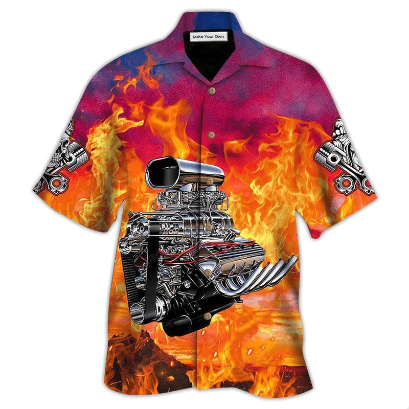Hot Rod Hawaiian Shirt For Summer Vacation Beach Travel And Casual Wear