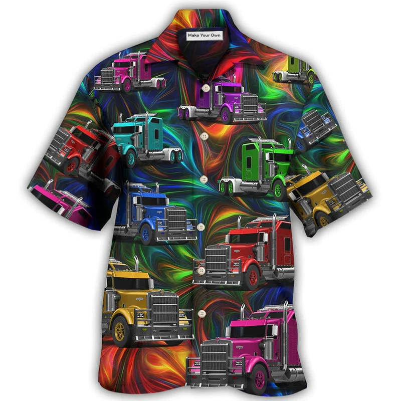 Colorful Truck Amazing Hawaiian Shirt Artwork View For Weekend Travel And Beach Style