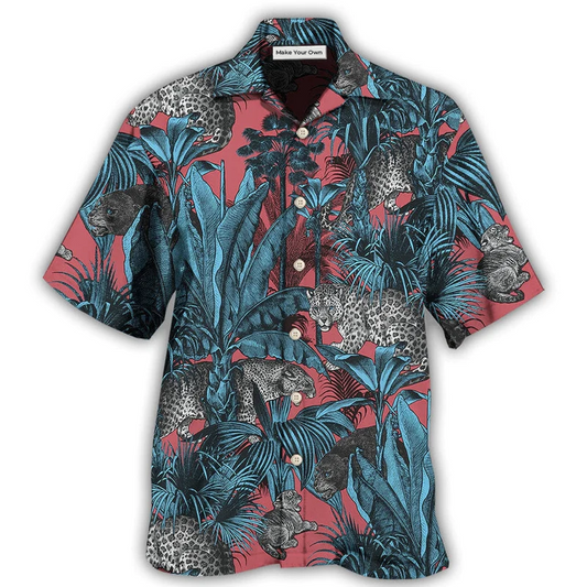 Leopard Hawaiian Shirt For Tropical Travel Beach Gatherings And Comfortable Wear