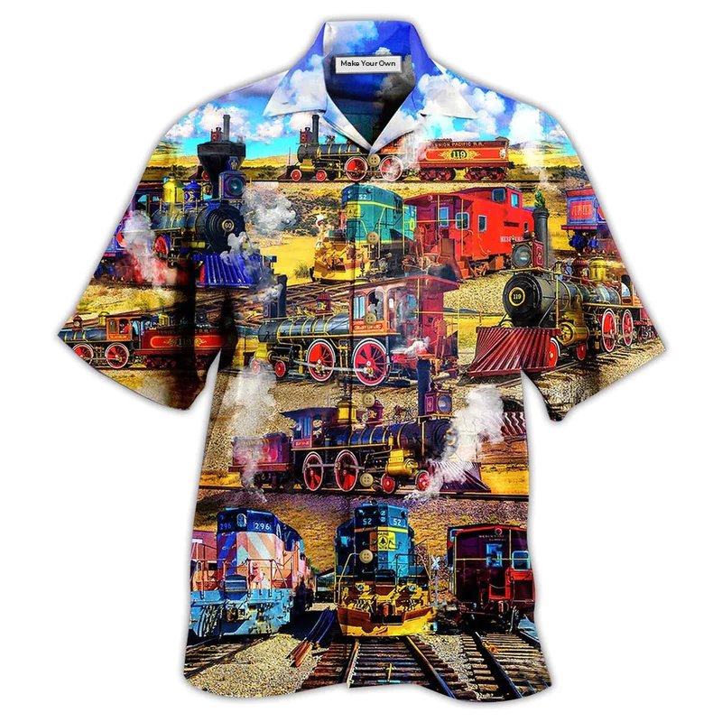 Train Travel Well Arrive Hawaiian Shirt Pattern Detail For Vacation Travel And Daily Wear