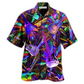 Neon Guitar Hawaiian Shirt For Resort Travel Summer Outings And Casual Gatherings