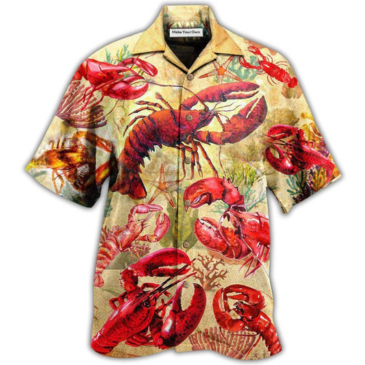 Red Shrimp Animals Ocean Hawaiian Shirt For Summer Events And Casual Outdoor Wear