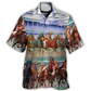 Racing Horse Hawaiian Shirt Tropical Styling View For Resort Wear