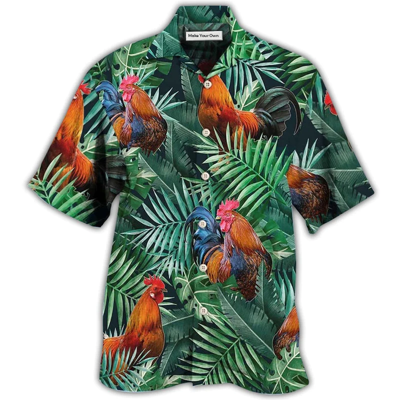 Tropical Chicken Rooster Summer Vibes Hawaiian Shirt For Beach Parties And Weekend Getaways