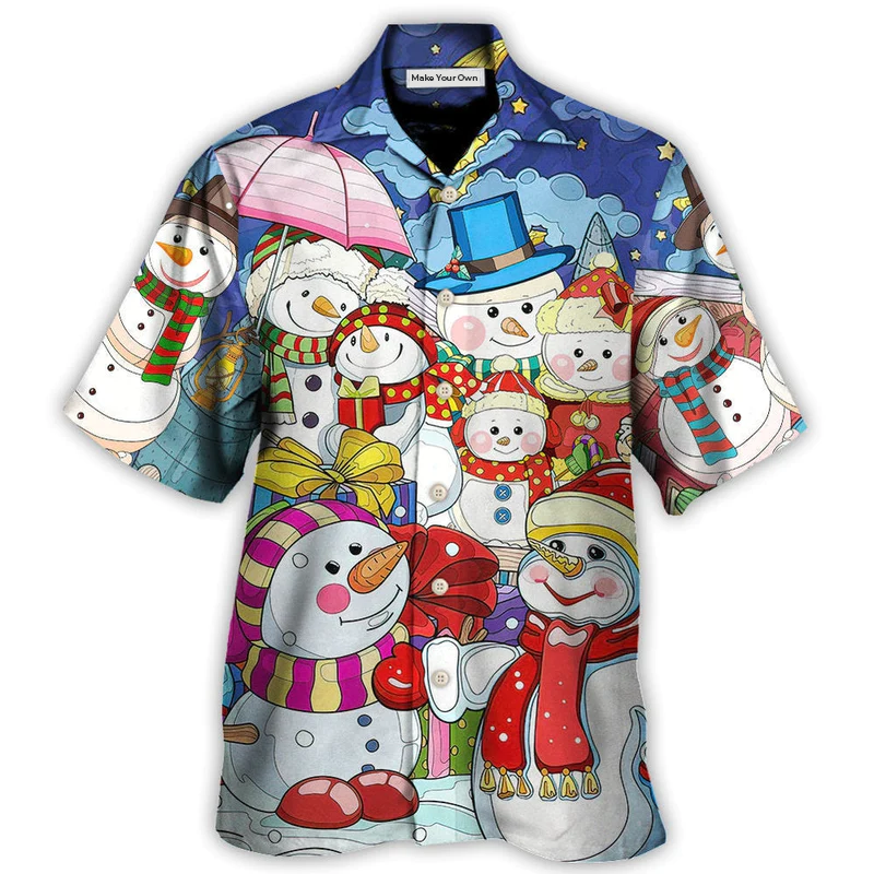 Festive Christmas Snowman Year Hawaiian Shirt Design View For Island Holidays