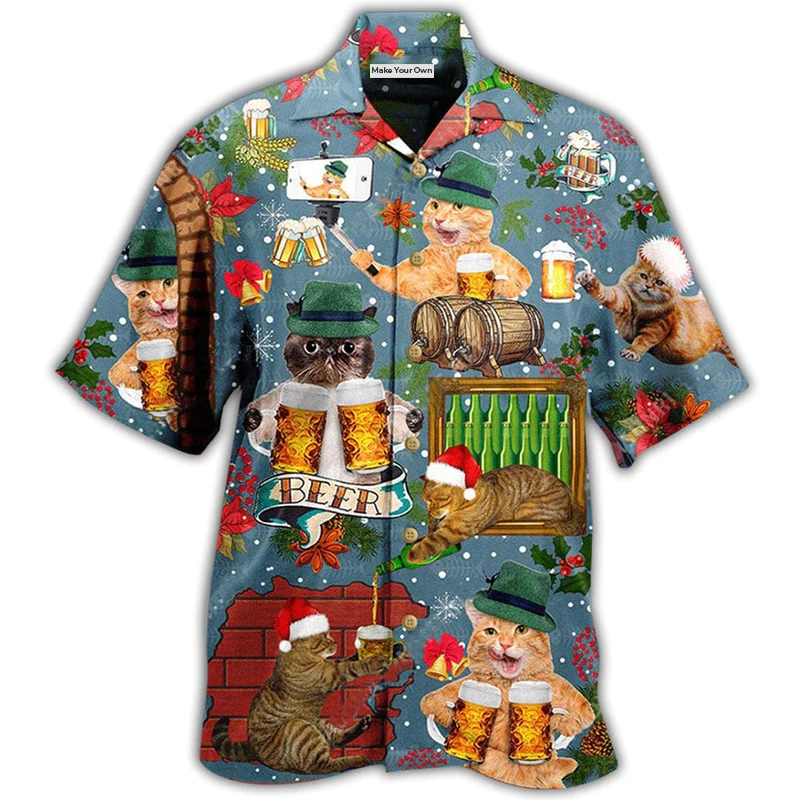 Cat Beer Drink Hawaiian Shirt For Poolside Relaxation And Sunny Getaways