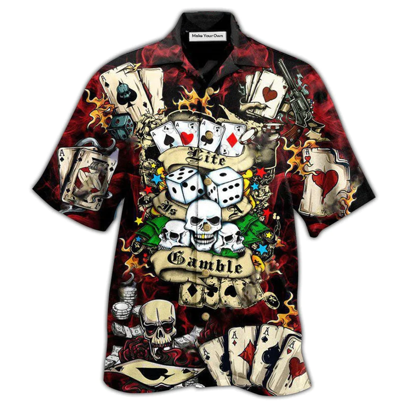 Game Card Risk Hawaiian Shirt Design View For Resort Travel And Thoughtful Gifting