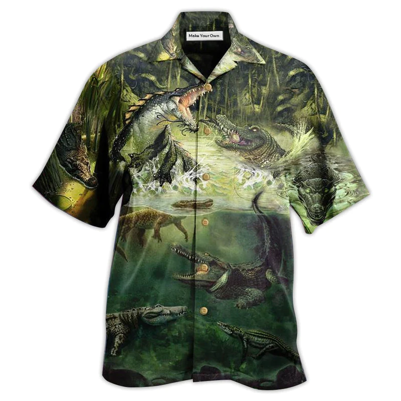Alligator Hawaiian Shirt For Island Holidays Summer Parties And Casual Outdoor Wear