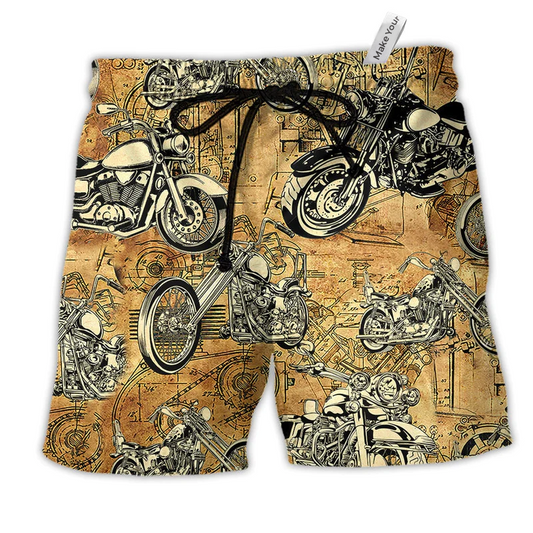 Motorcycle Vintage So Amazing Hawaiian Print Beach Shorts For Vehicle Lover Vacation Wear