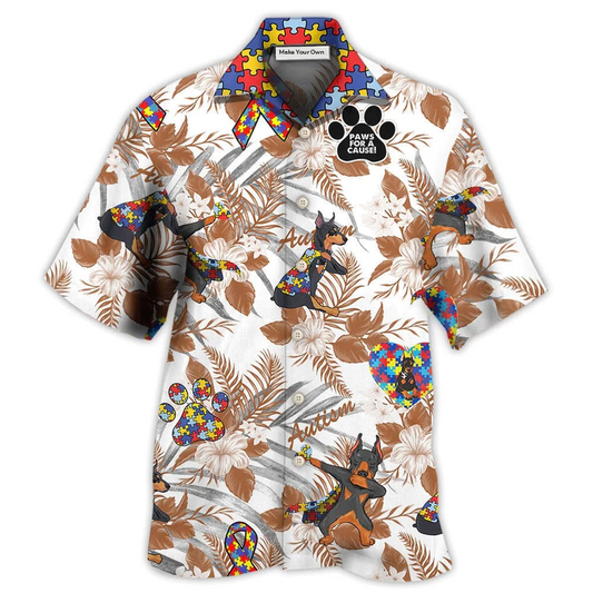 Autism Awareness Doberman Hawaiian Shirt For Island Trips Summer Gatherings And Comfortable Daily Wear