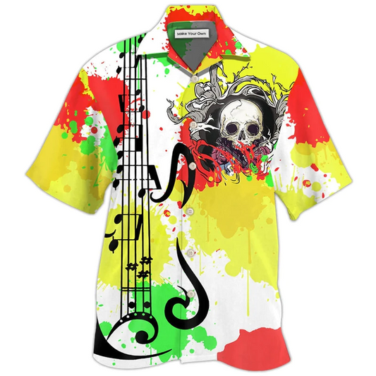 Colorful Guitar Hawaiian Shirt For Beach Getaways Resort Outings And Thoughtful Gifting