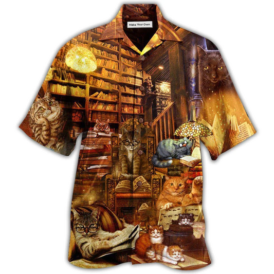 Cat Book Happiness Good Hawaiian Shirt Pattern View For Relaxed Warm Weather Outfits