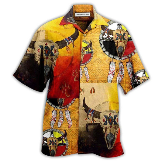 Bohemian American Medicine Wheel Hawaiian Shirt Design Detail For Beach Days And Holiday Travel