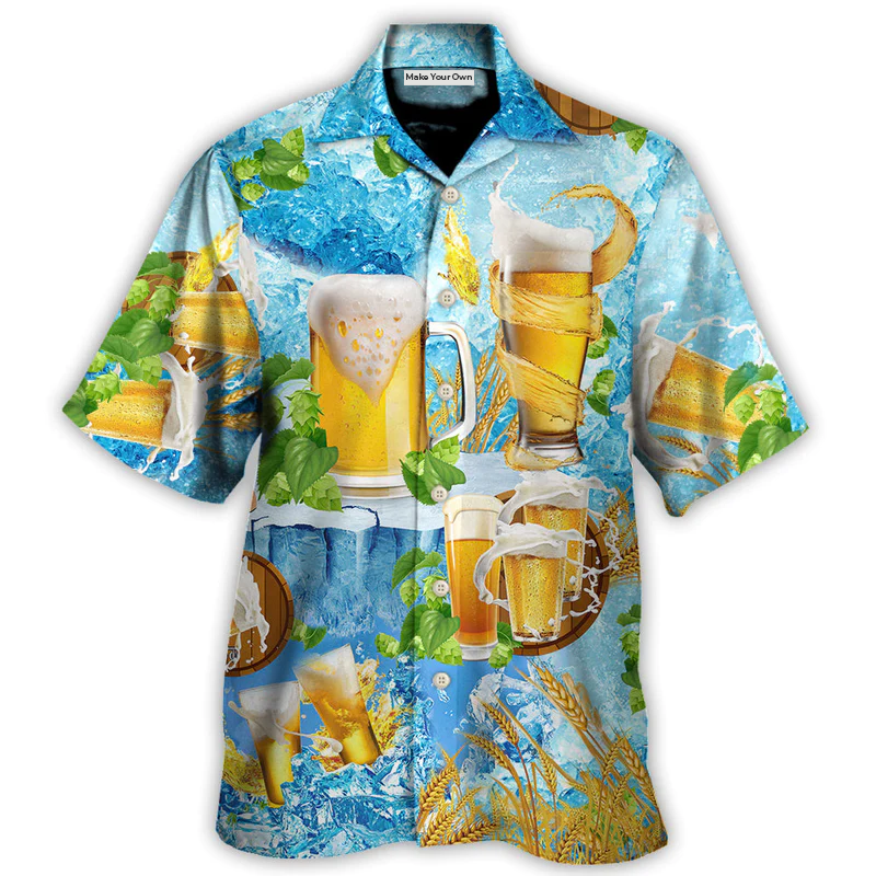 Happy Beer Everyone Hawaiian Shirt Artwork Detail For Tropical Trips And Casual Outings