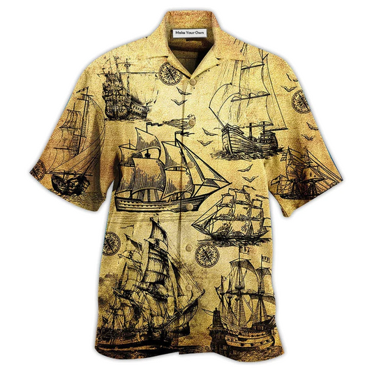 Vintage Sailing Beautiful Hawaiian Shirt For Summer Events And Casual Outdoor Wear