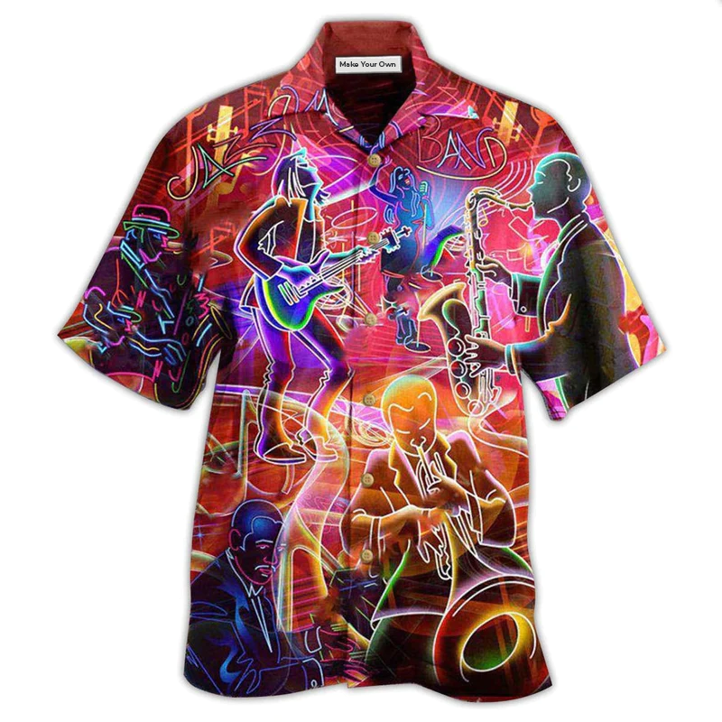 Jazz Music Slowly Hawaiian Shirt Artwork Detail For Tropical Trips And Casual Outings
