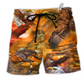 Eagle Flying In The Sunset Sky Hawaiian Print Beach Shorts For Independence Day Vacation Wear