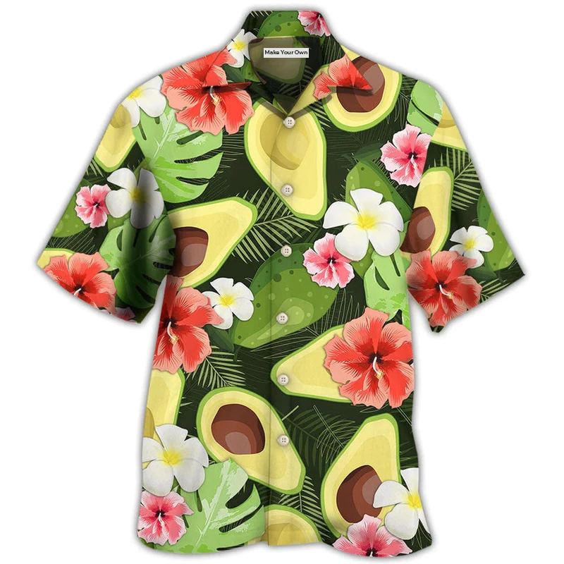 Tropical Floral Avocado Hawaiian Shirt For Warm Weather Adventures And Everyday Comfort
