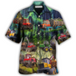 Woodland Tractor Hawaiian Shirt Artwork Detail For Resort Trips And Outdoor Activities