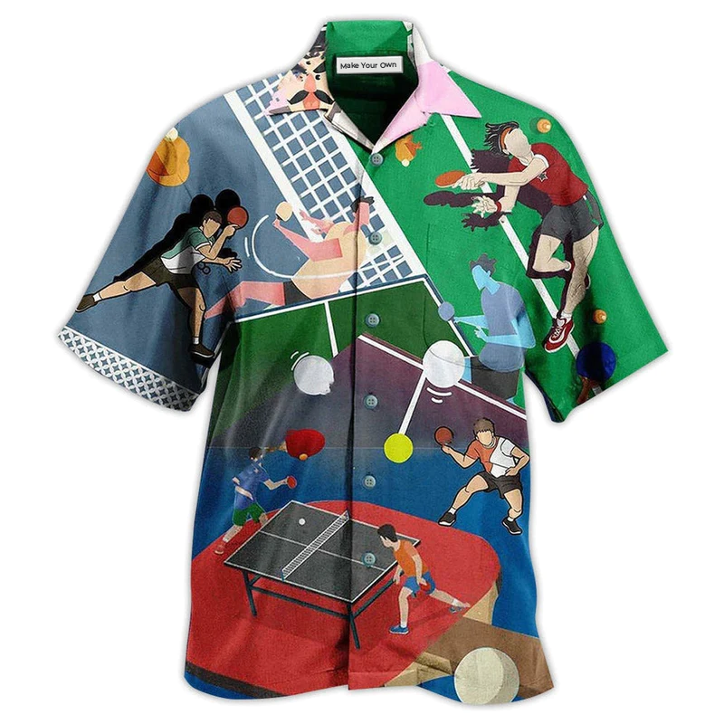 Table Tennis Hawaiian Shirt For Vacation Getaways Resort Wear And Casual Celebrations