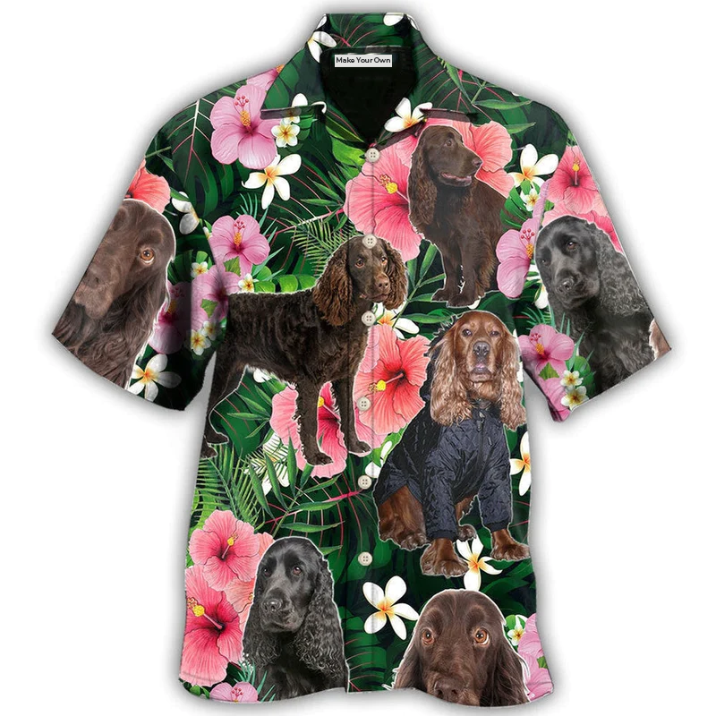 Tropical Dog Boykin Spaniel Hawaiian Shirt Artwork Detail For Tropical Trips And Casual Outings